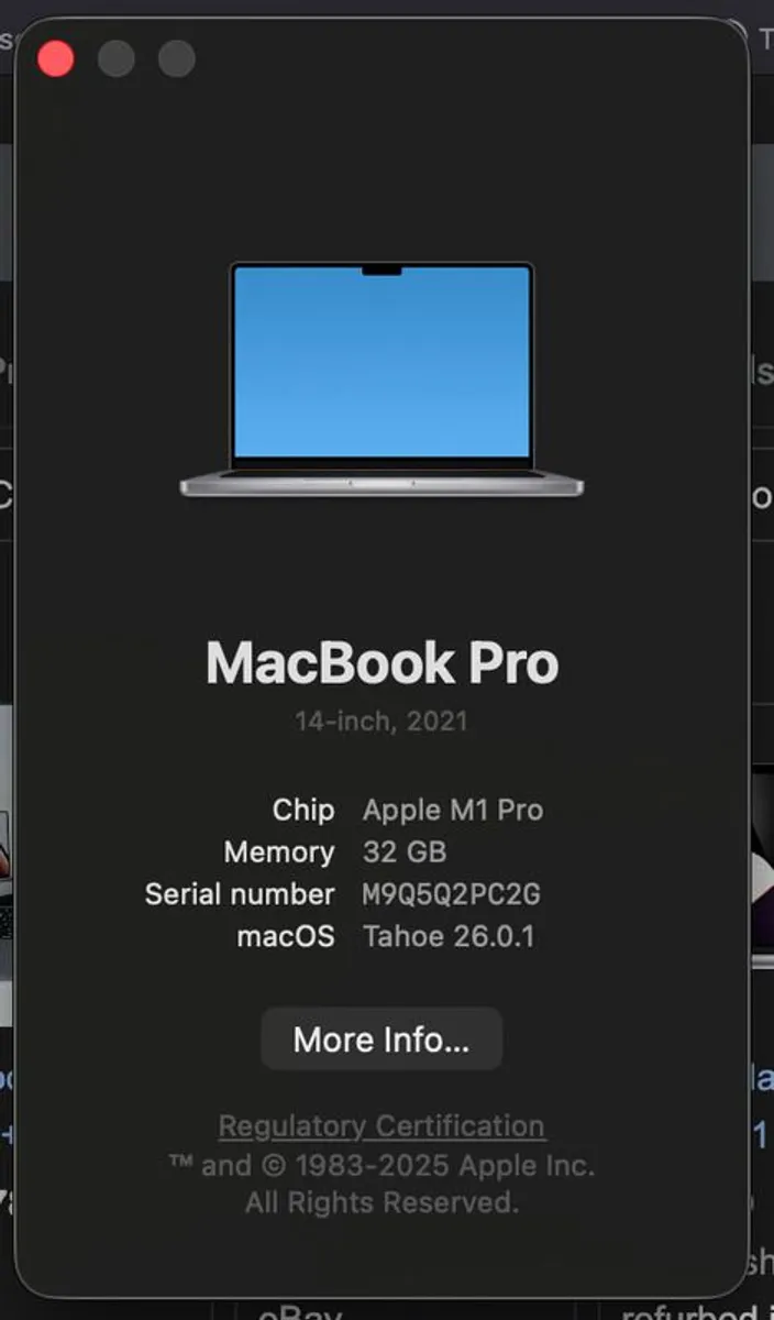 Apple MacBook Pro 14 inch (512GB SSD, M1 Pro, 32GB RAM) in Perfect condition - Image 4