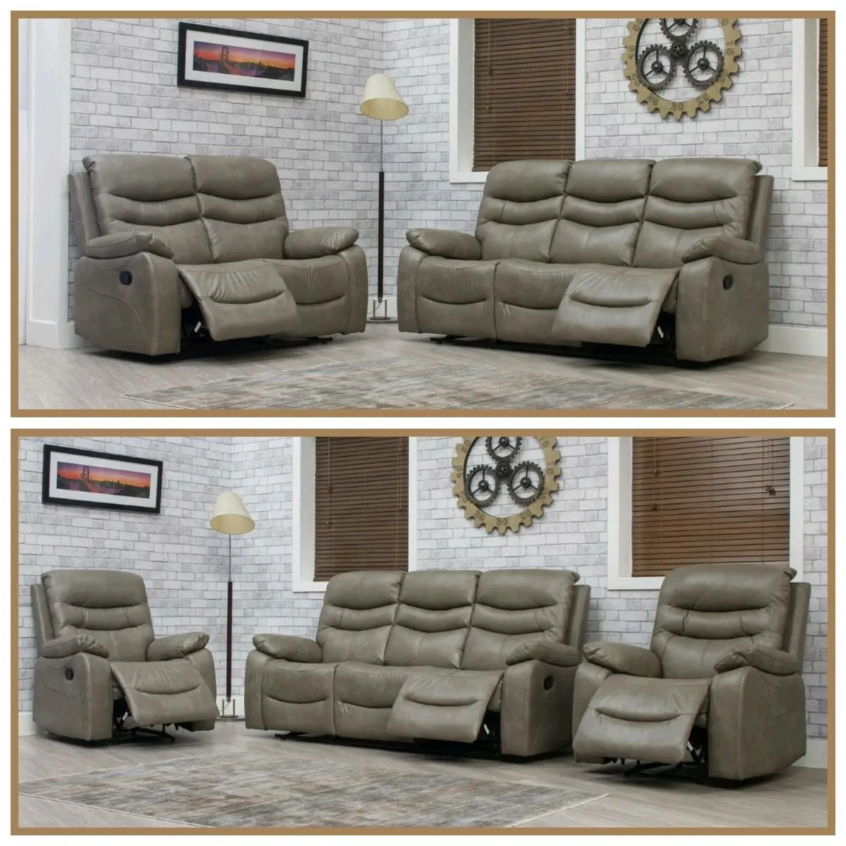 New 3+2 or 3+1+1 Taupe Recliner Sofa Sets - Image 1