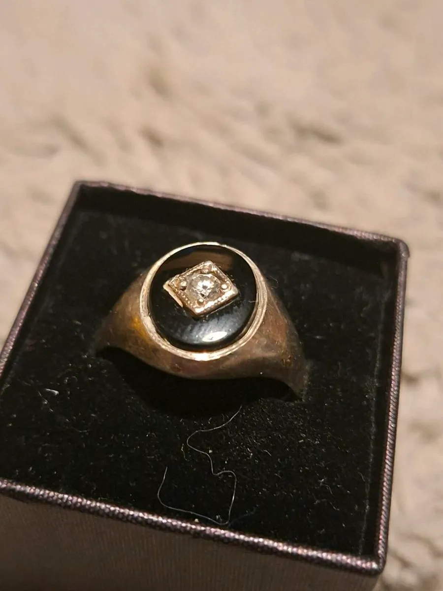 Men's Vintage Silver and Diamond ring - stamped - Image 1