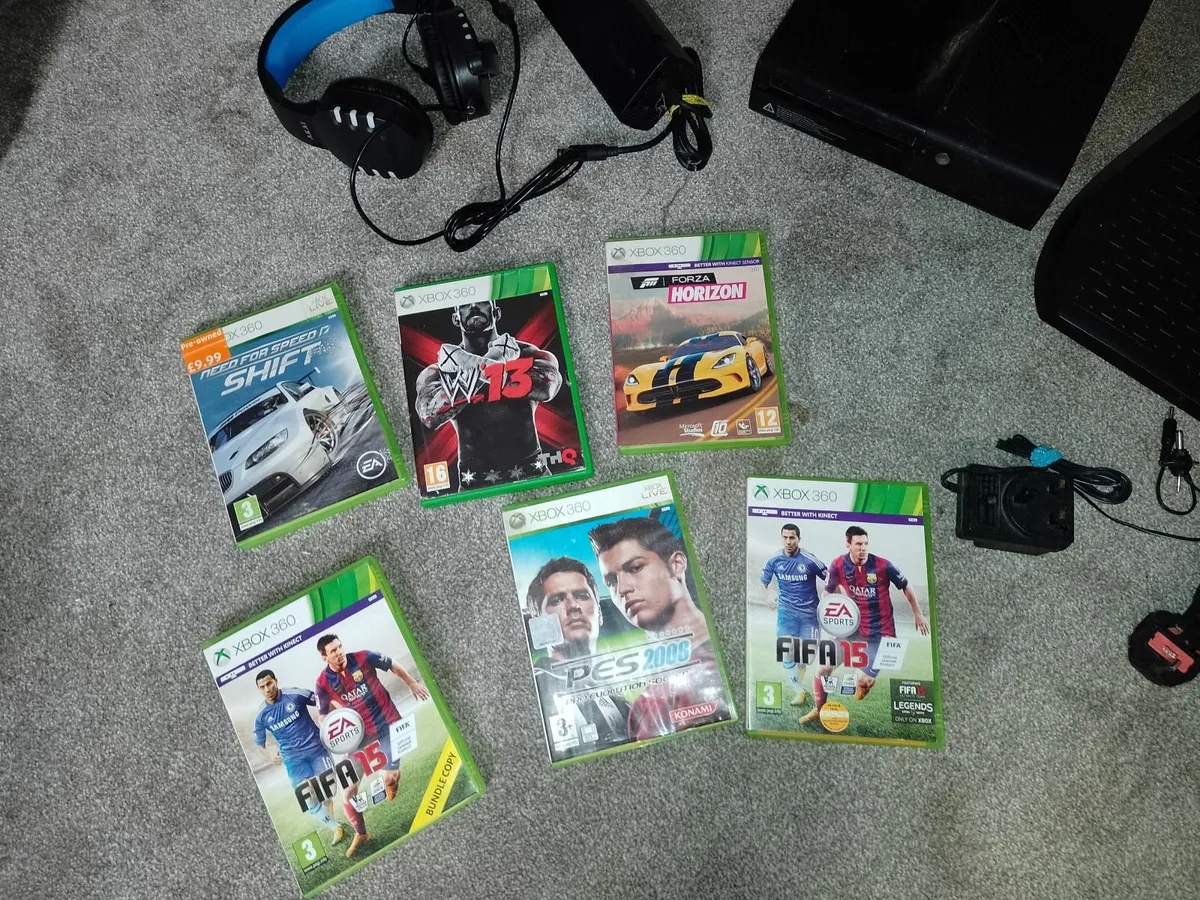 Xbox steering wheel & pedals. Xbox with games + - Image 3