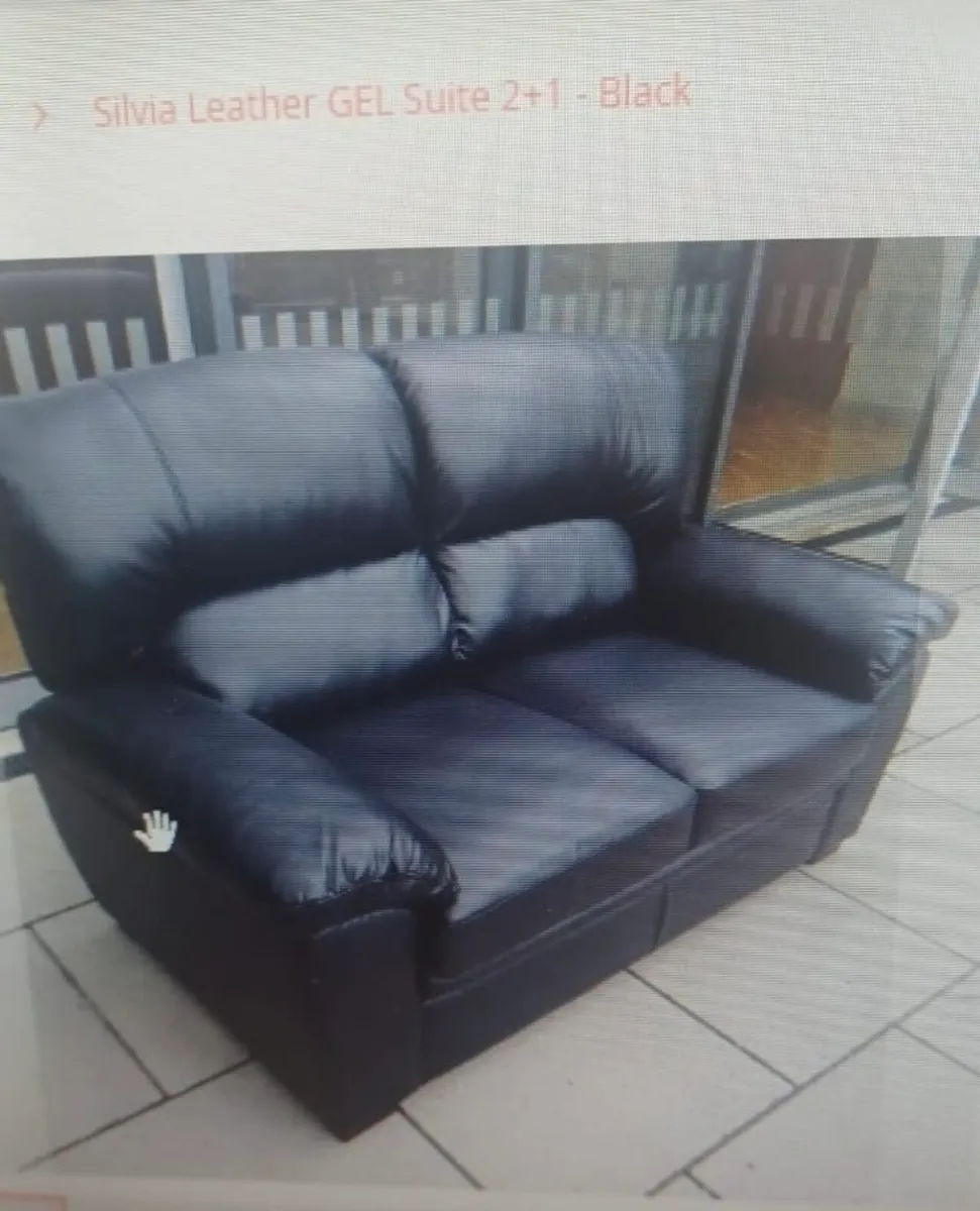 Black leather couch 2 seater + 2 single seaters - Image 2