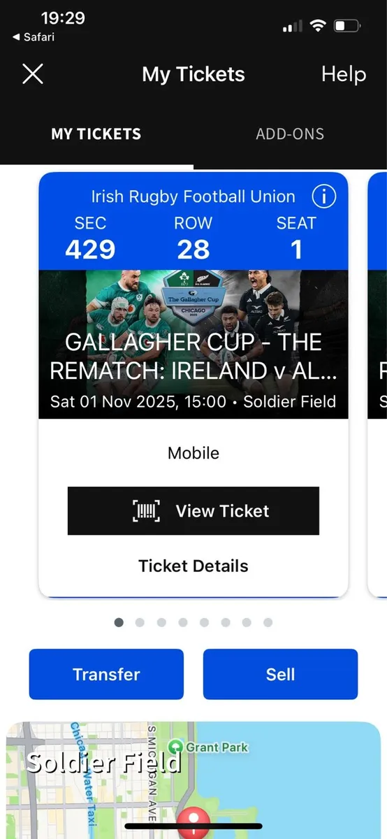 Ireland v The All Blacks in Solider Field Tickets - Image 4