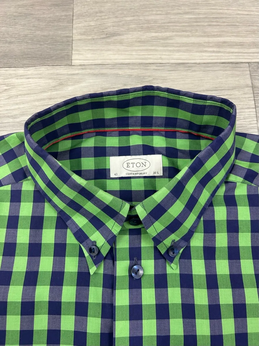 Eton Button Down Check Shirt Mens Large - Image 3
