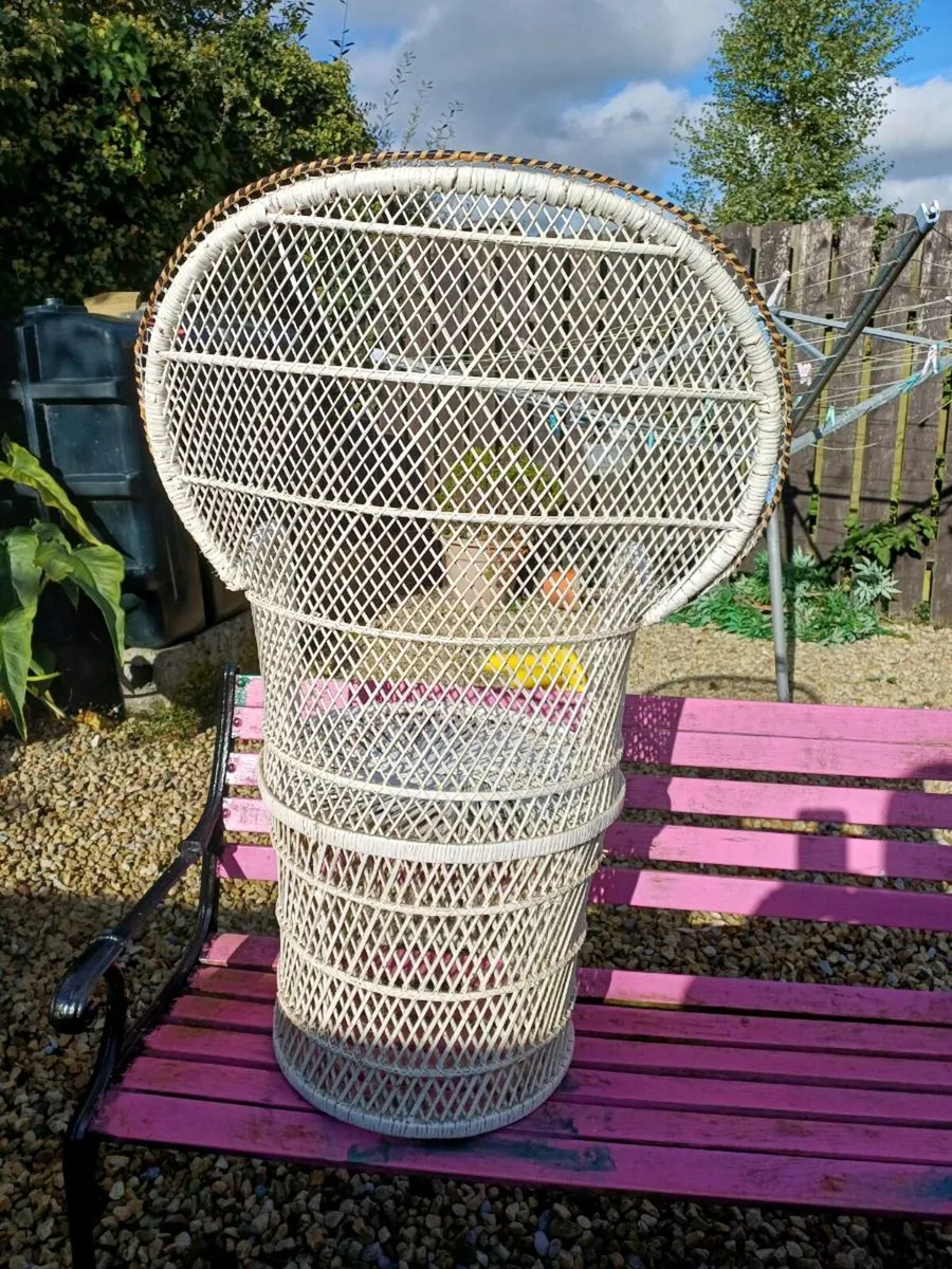 2 Vintage Peacock Throne Wicker Chairs - Image 3