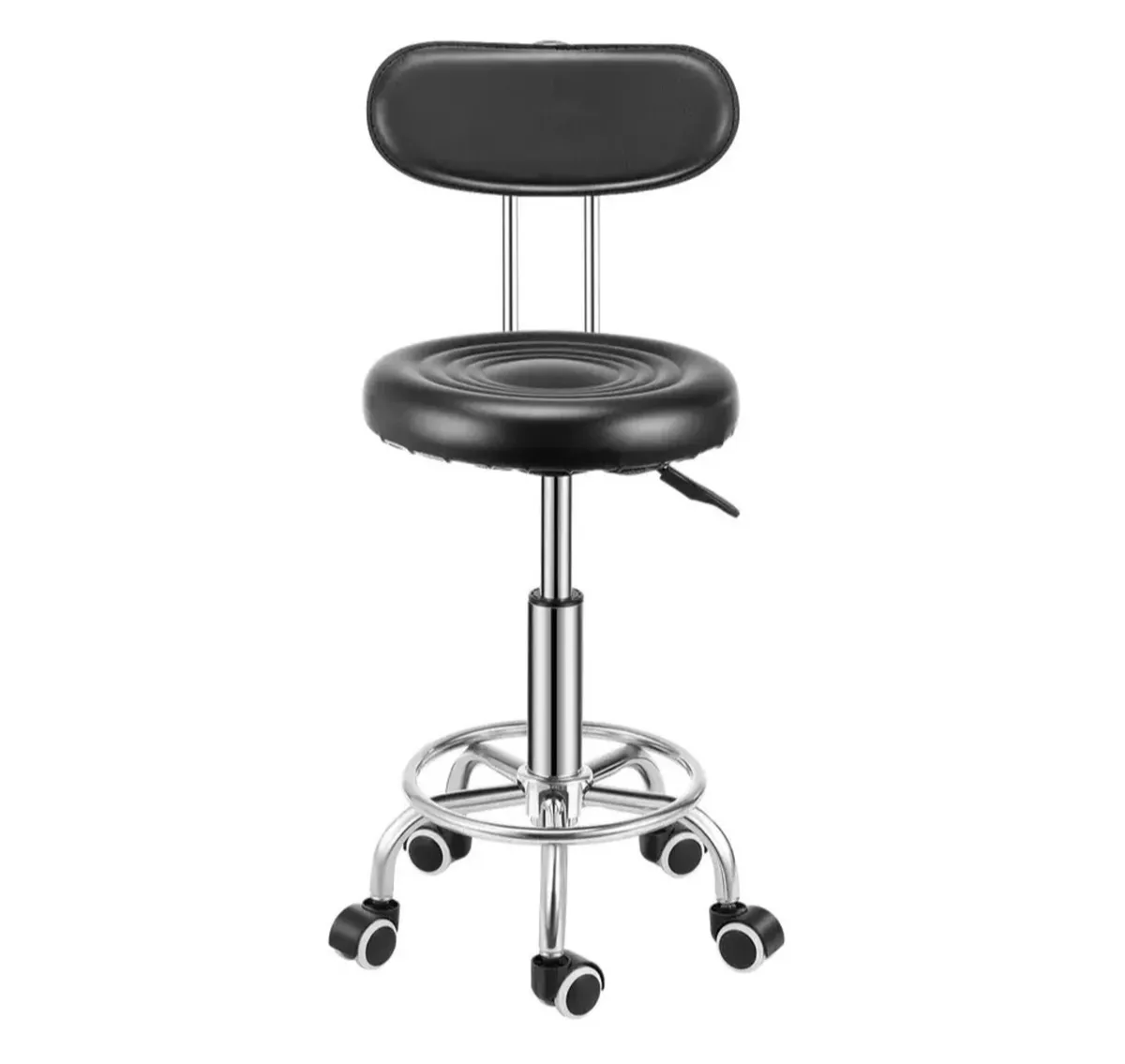 Salon Stool Adjustable Lift Swivel Chair with Back - Image 2