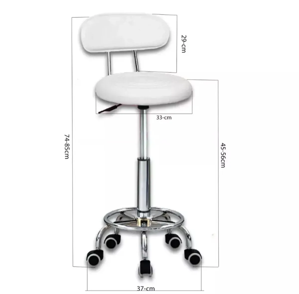 Salon Stool Adjustable Lift Swivel Chair with Back - Image 3
