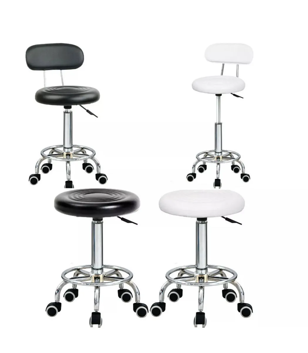 Salon Stool Adjustable Lift Swivel Chair with Back - Image 1