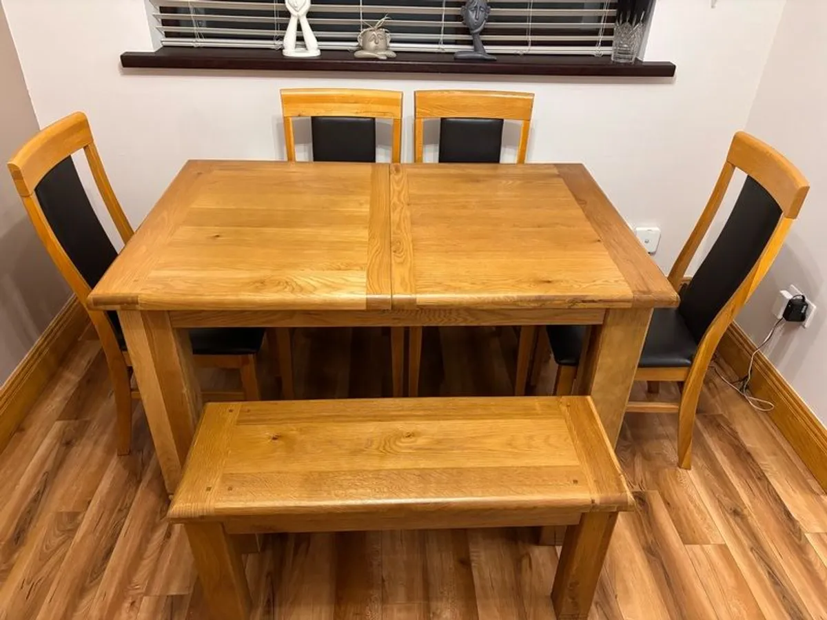Extendable Solid Oak Kitchen Table - Image 1