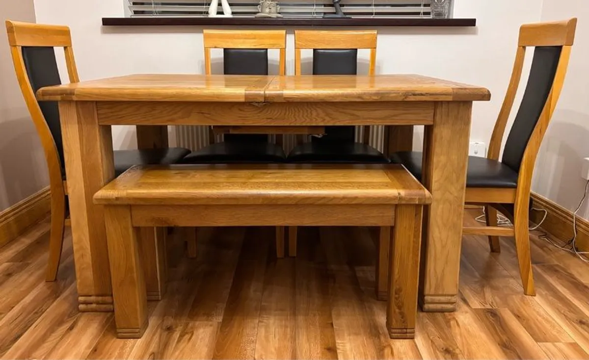 Extendable Solid Oak Kitchen Table - Image 2