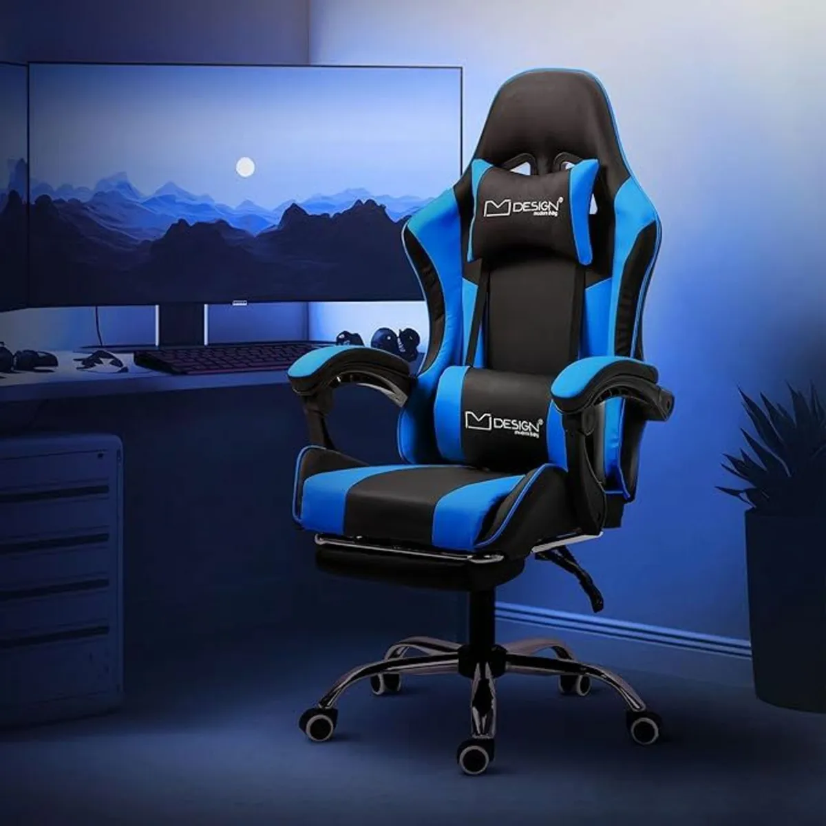 Massage Gaming Chair with footrest - Image 1