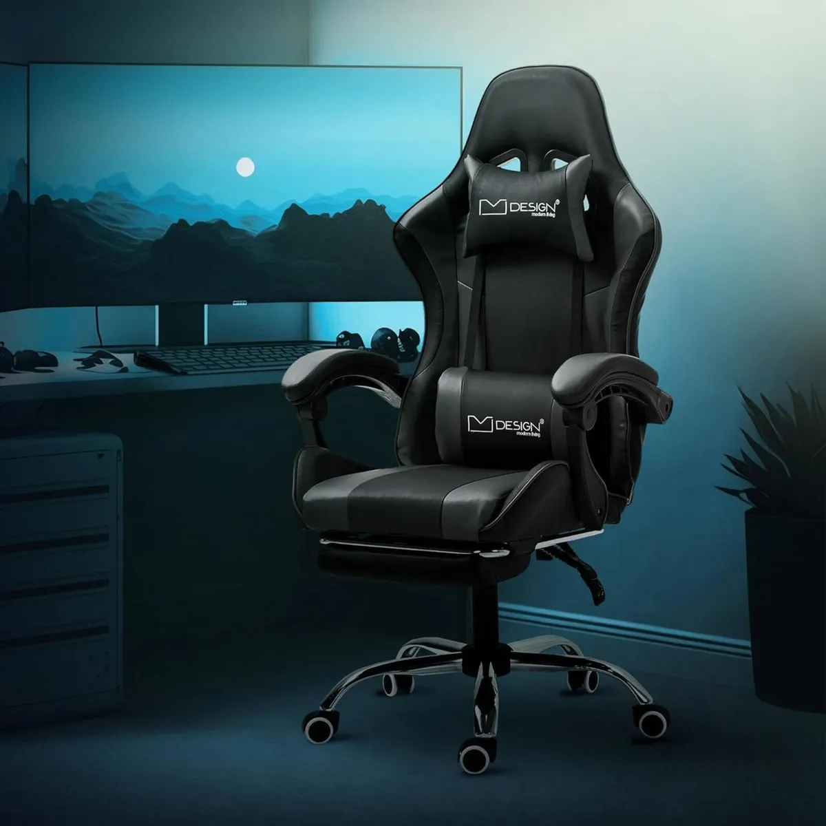 Massage Gaming Chair with footrest - Image 1