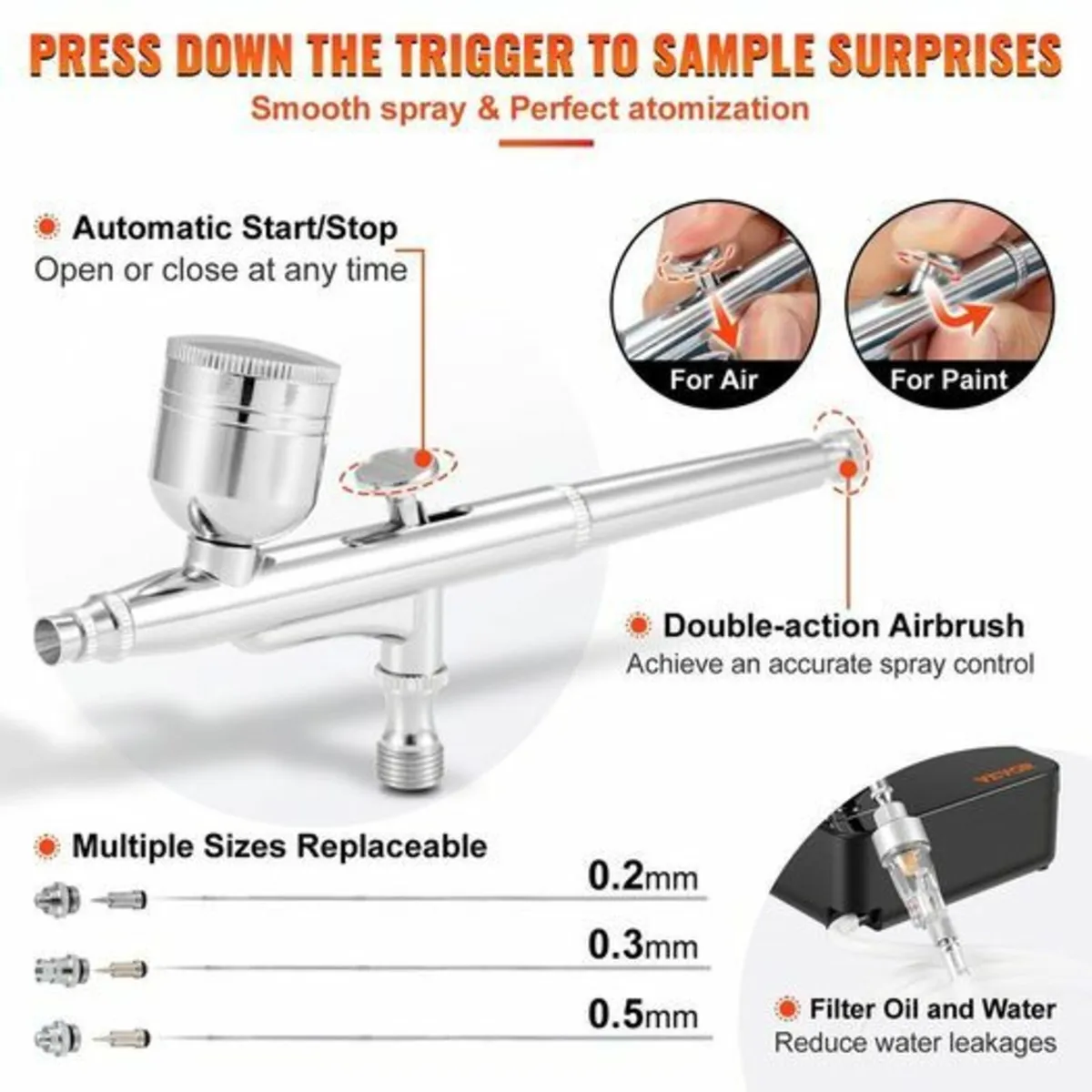 Airbrush Kit, Portable Airbrush Set with Compresso - Image 3