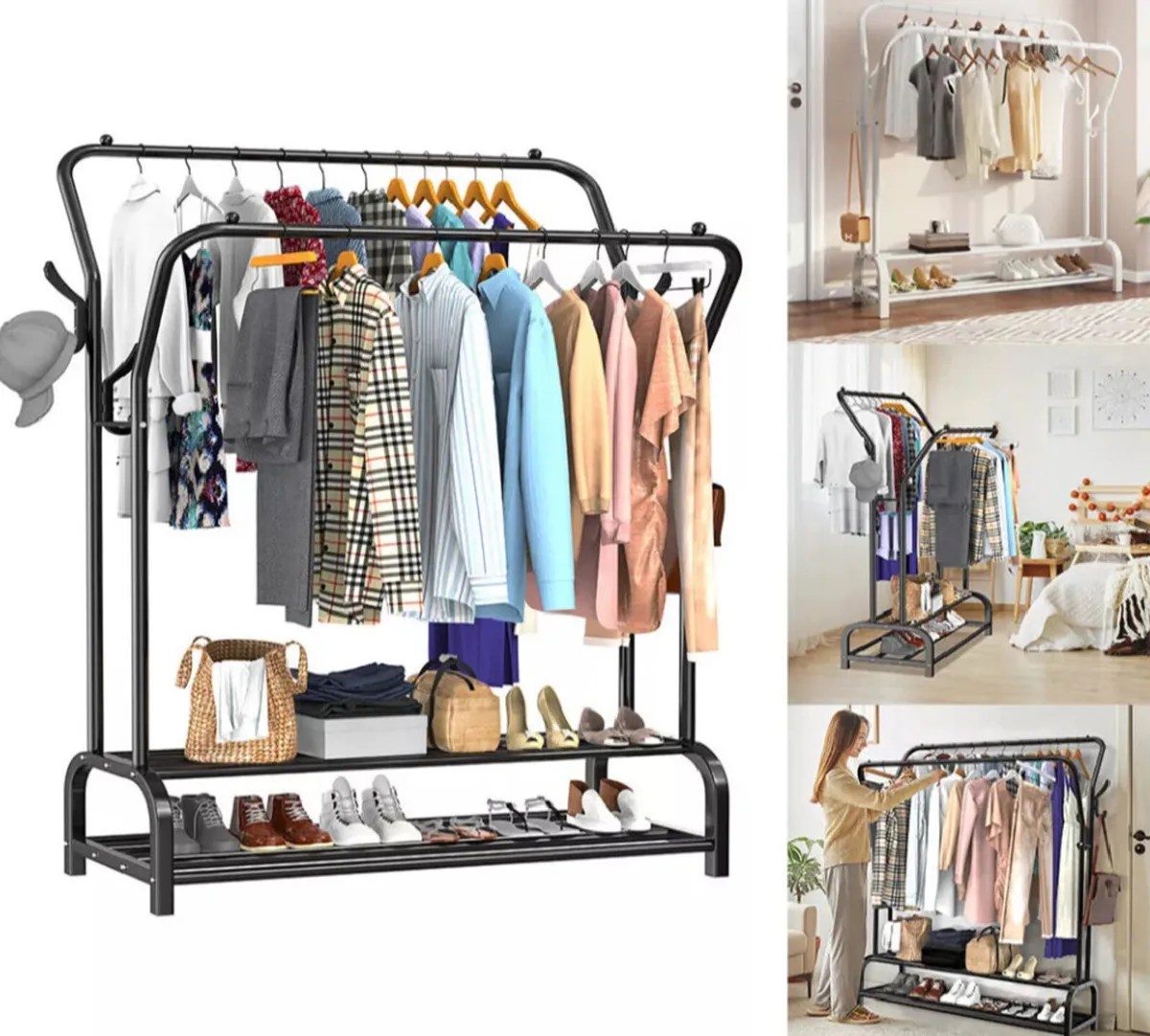 Double Rail Clothes Garment Rack & Shelves NEW - Image 4