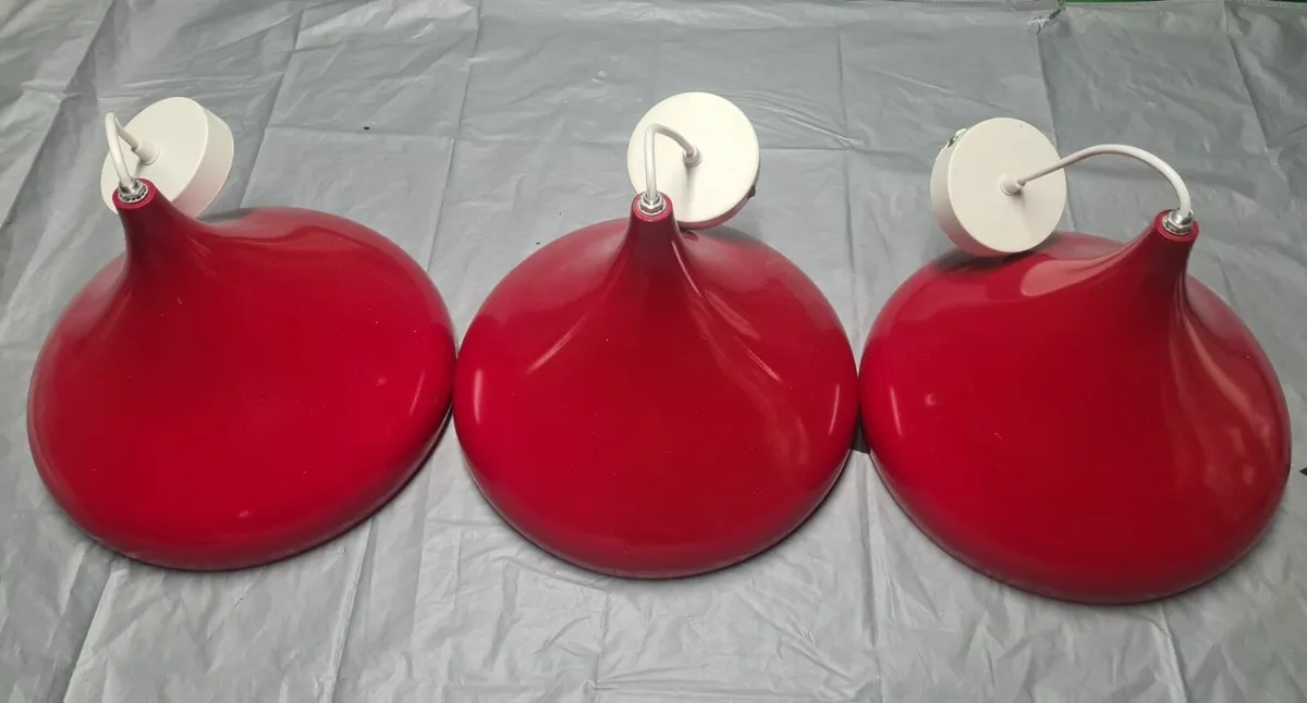 Red Pendant Lights - set of 3 - Image 2