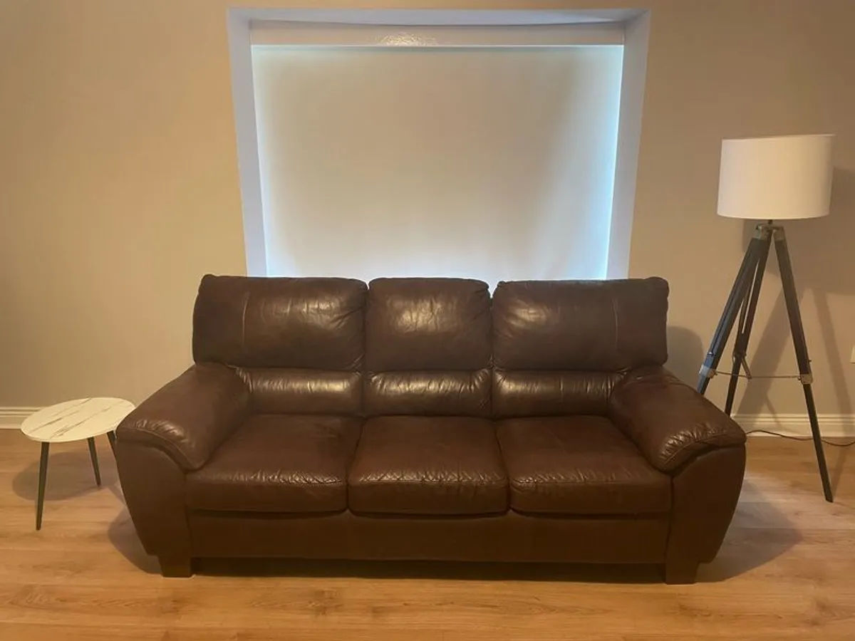Brown Sofa and Arm Chairs - Image 1