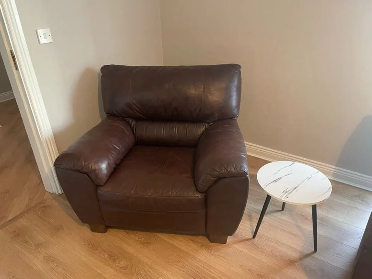 Brown Sofa and Arm Chairs - Image 2