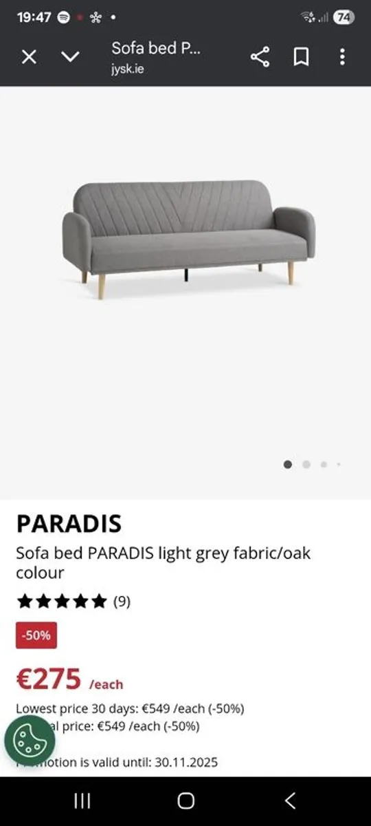 Sofa Bed - less than a year old, perfect condition - Image 3