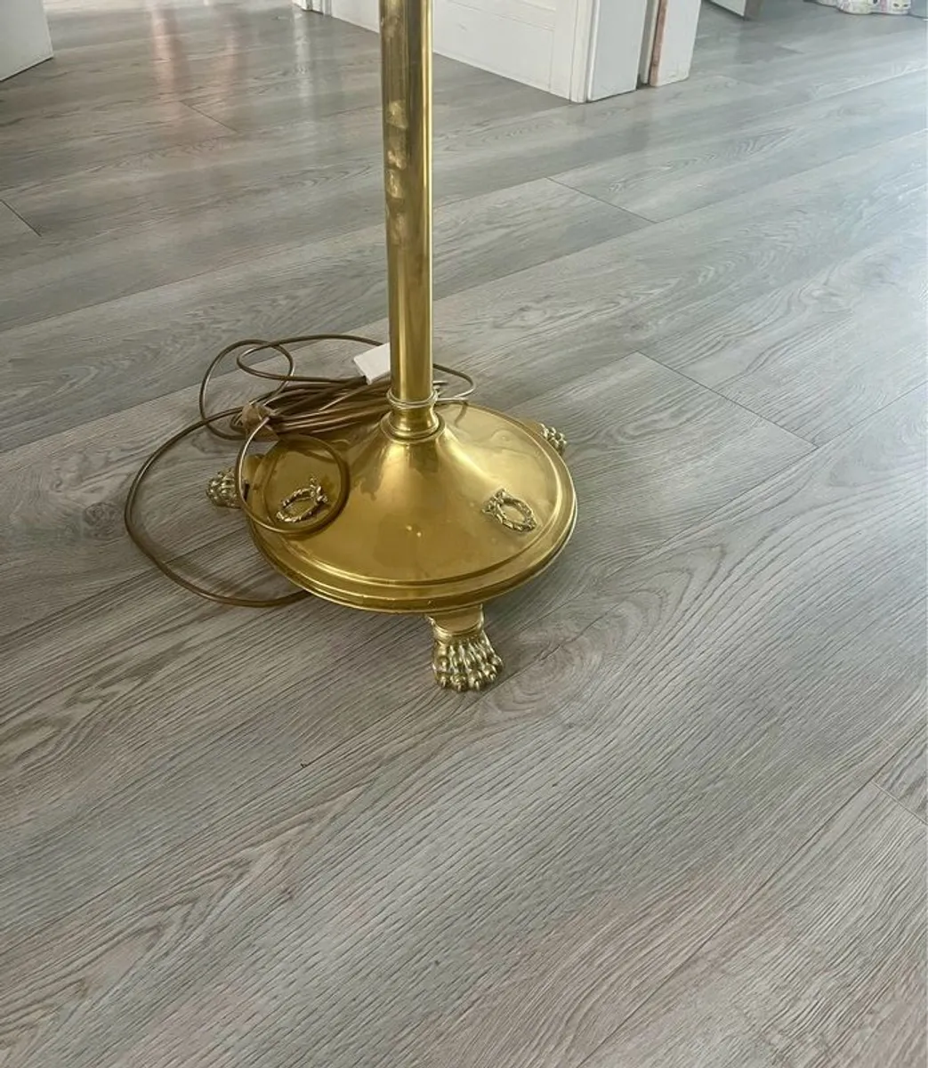 Vintage Brass Floor Lamp with Cream Shade,Regency Style - Image 2