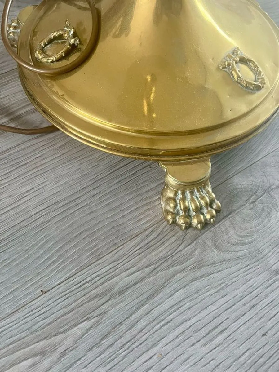Vintage Brass Floor Lamp with Cream Shade,Regency Style - Image 4