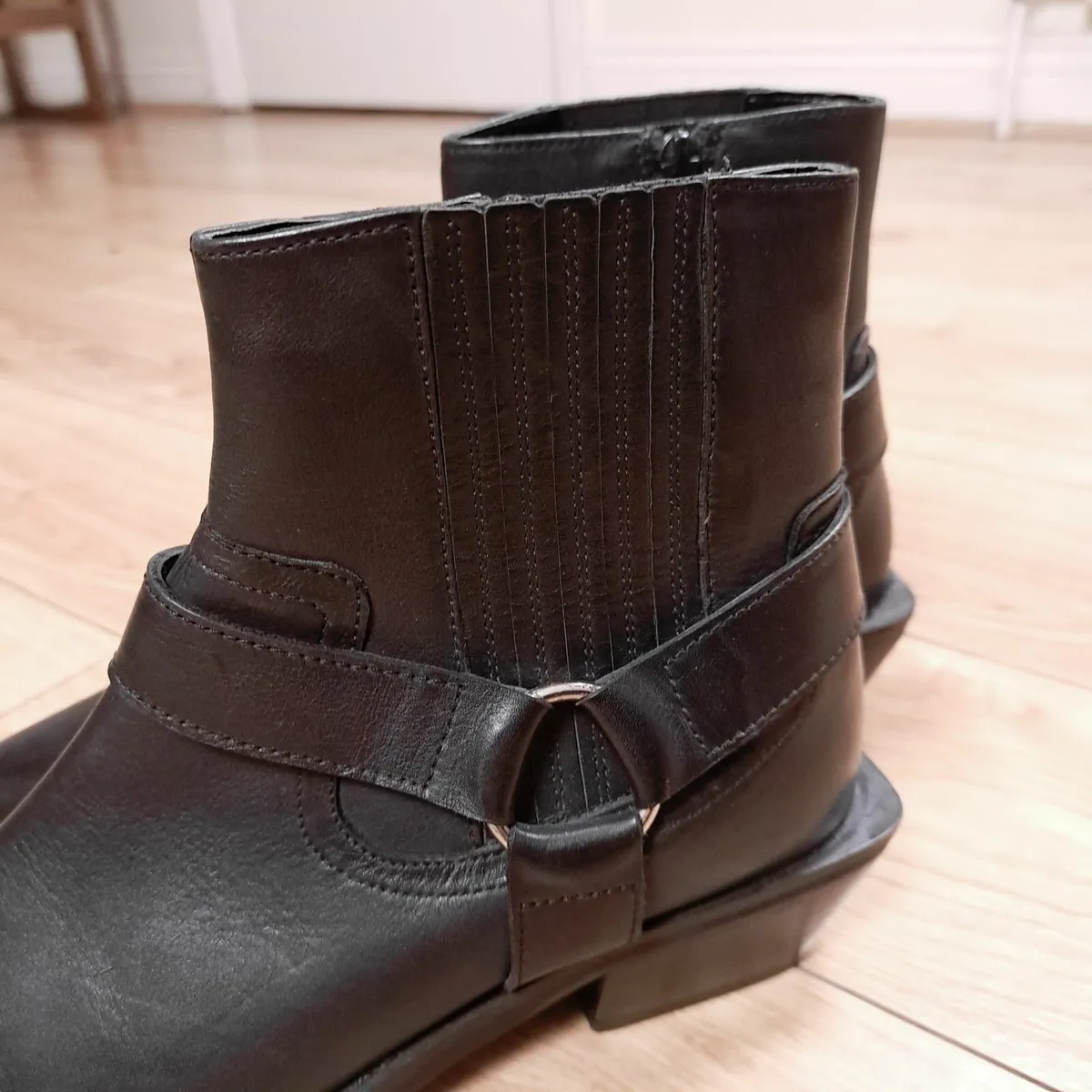 Schuh Azlan Black Real Leather Ankle Boots 41EU - Image 2