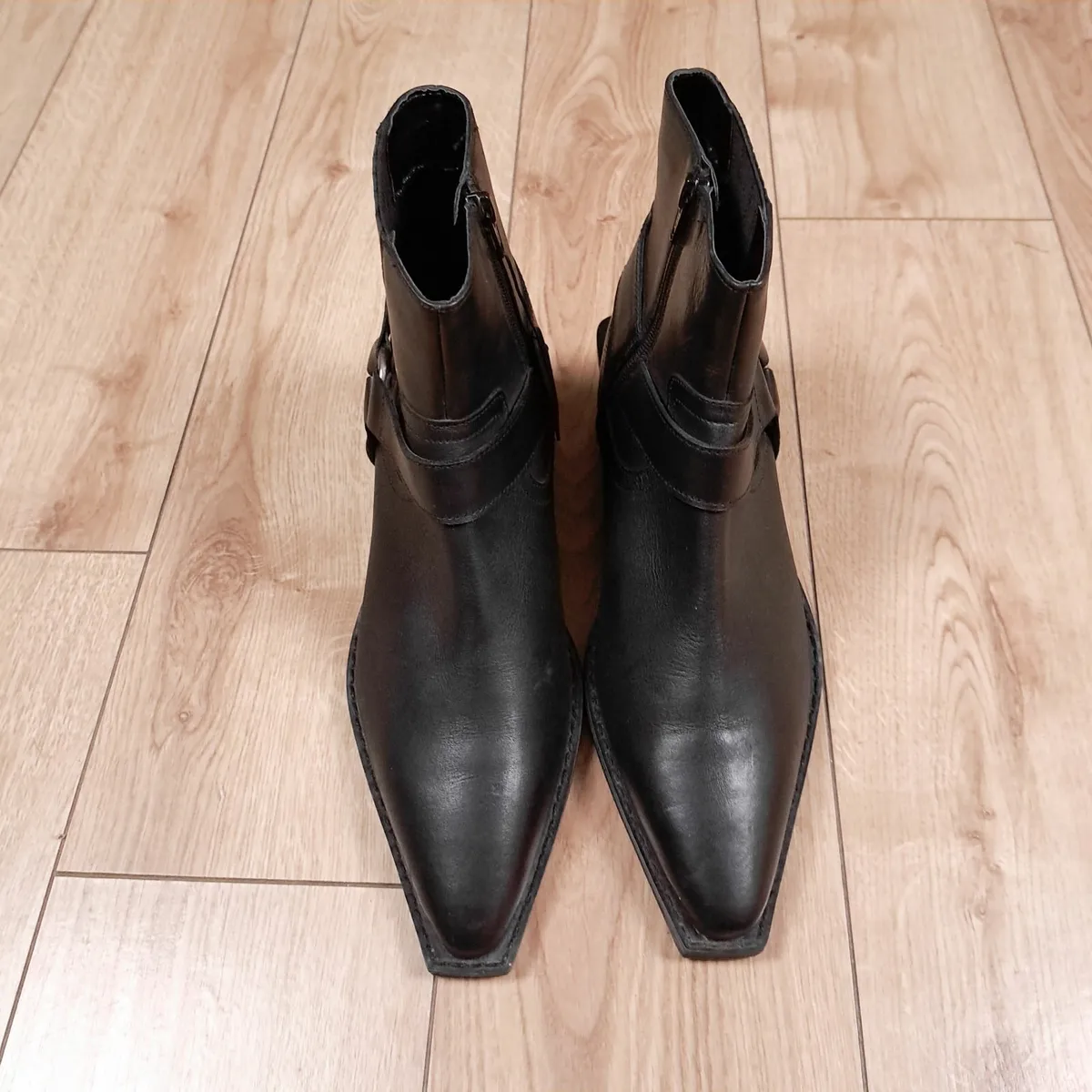 Schuh Azlan Black Real Leather Ankle Boots 41EU - Image 4