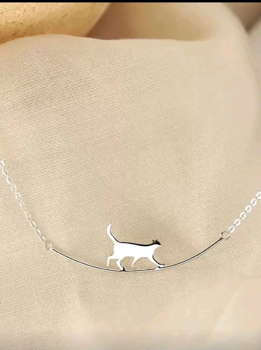 Silver Cat Pendant – Whimsical & Minimalist Charm - Image 2