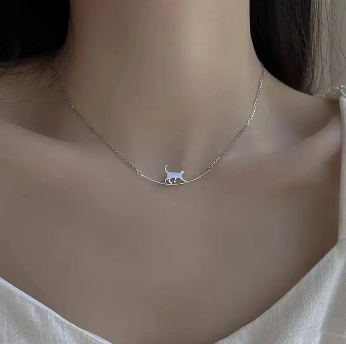 Silver Cat Pendant – Whimsical & Minimalist Charm - Image 3