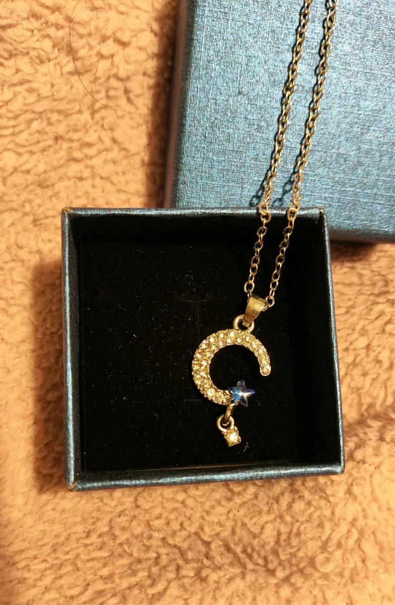 Celestial  Necklace – Moon, Star & Sparkle Cha - Image 3