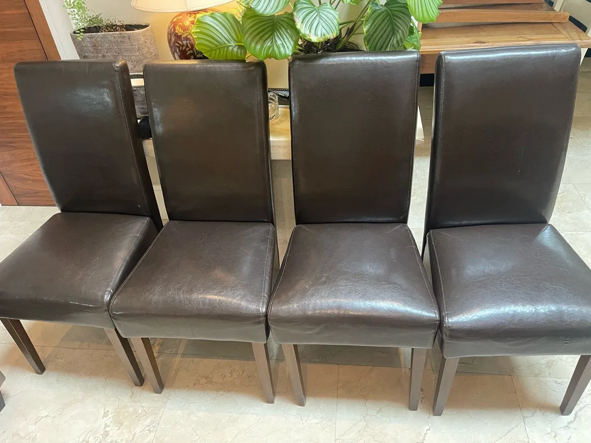 4 x Leather Kitchen Dining Chairs - Can Deliver - Image 1