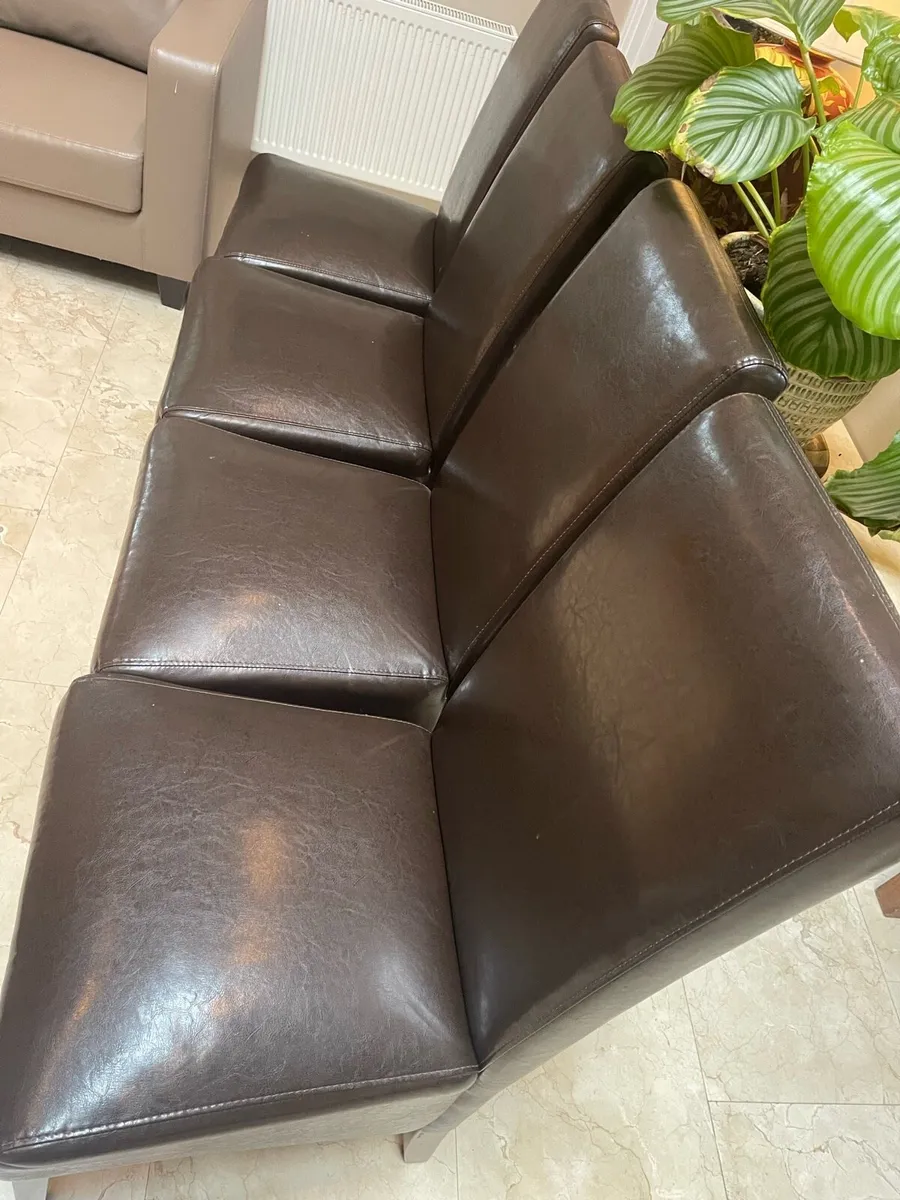 4 x Leather Kitchen Dining Chairs - Can Deliver - Image 2