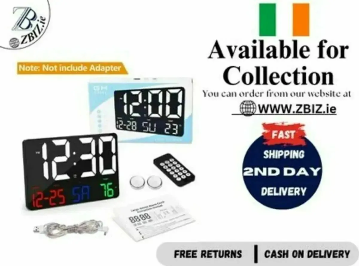 Digital LED Clock with Calendar and Alarm 11.5 - Image 1