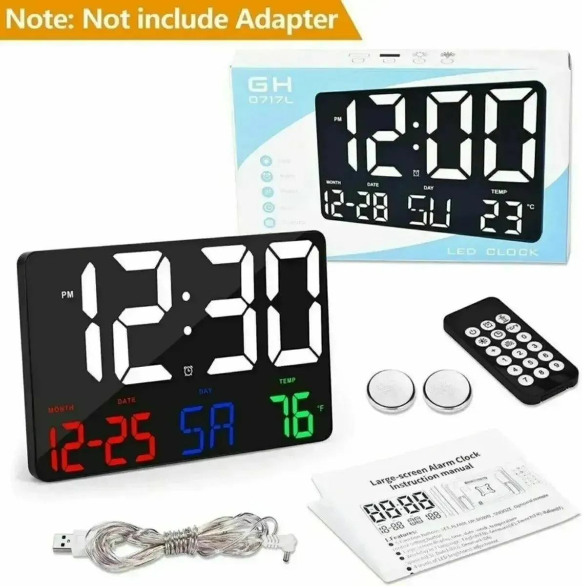 Digital LED Clock with Calendar and Alarm 11.5 - Image 4