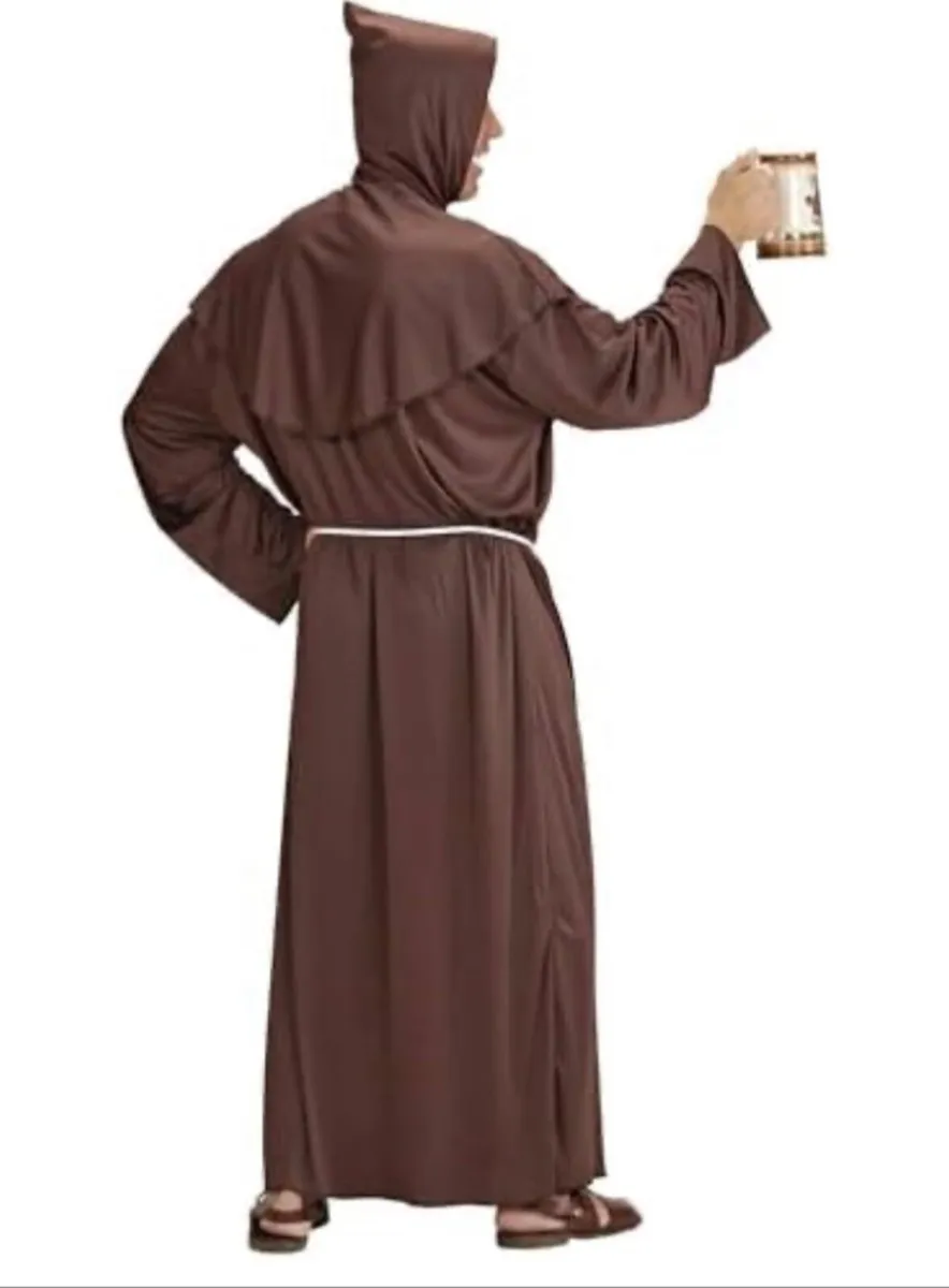 Halloween costume Monk Hooded Brown Robe - Image 3