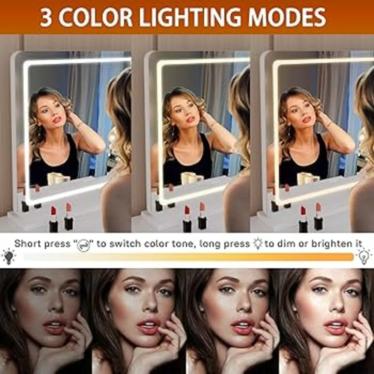 Vanity Mirror with Lights, 58 x 48cm LED Makeup Mi - Image 3