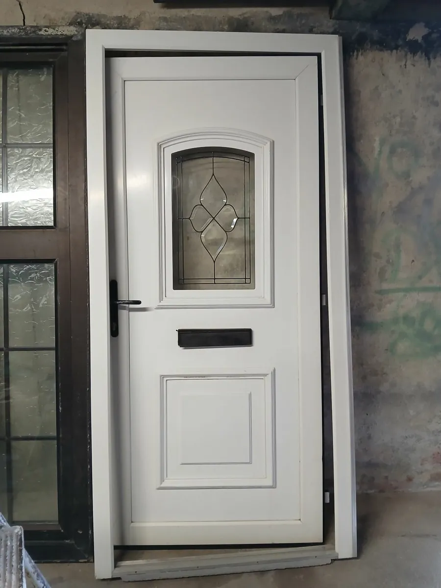 Solid Oak Panel door & White PVC door with frame - Image 2