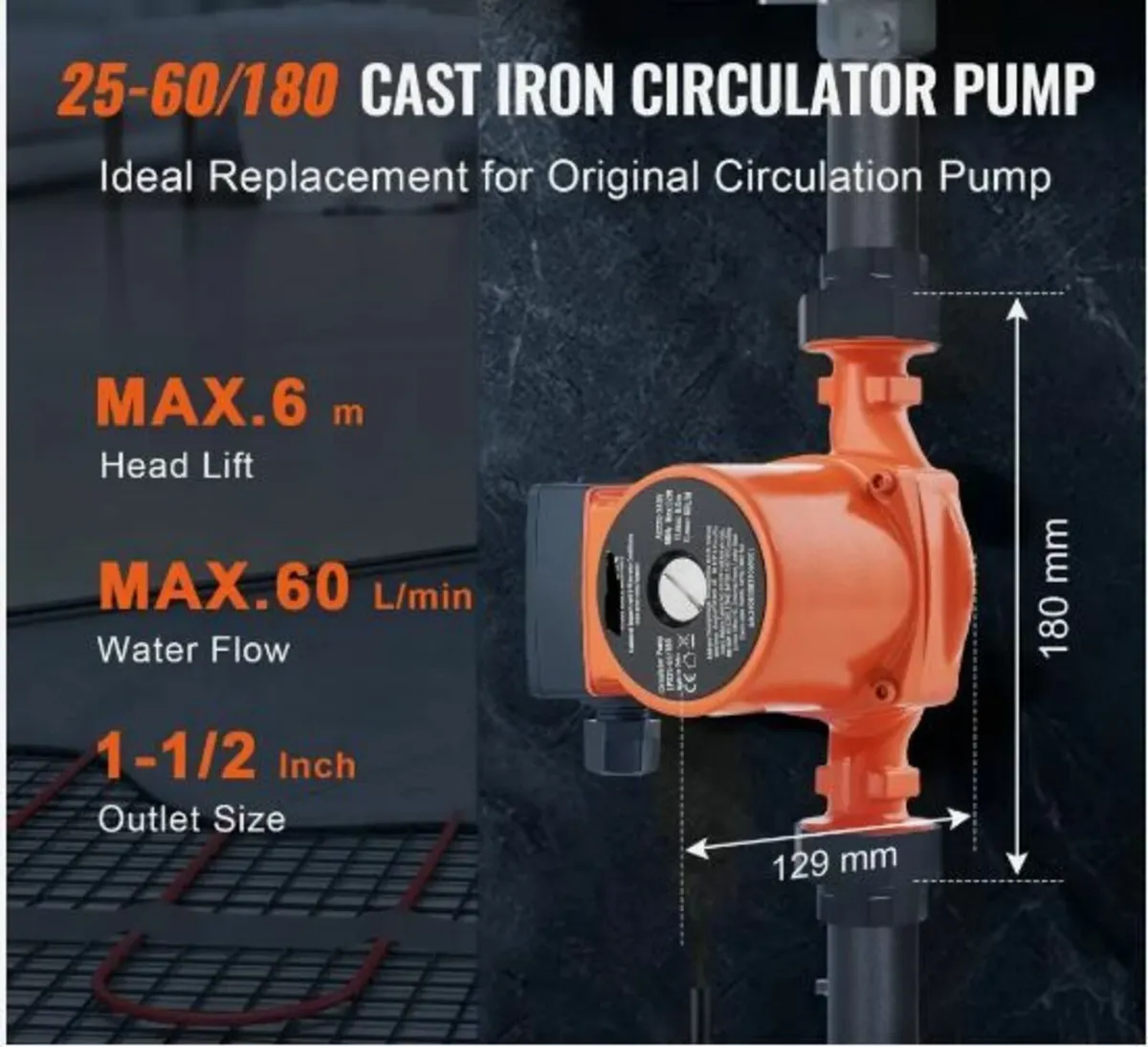 Hot Water Recirculating Pump, 220V, 92W - Image 3