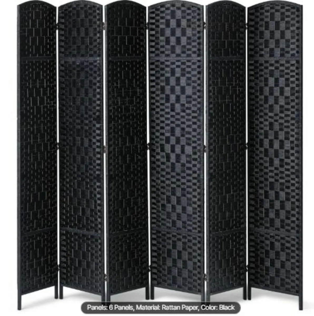 6 Panel Room Divider, Hand-Woven Folding Privacy - Image 1