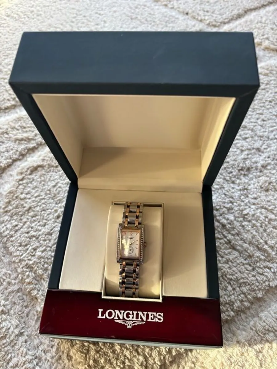LONGINES DOLCEVITA, quartz watch,stainless steel with 18 karat pink gold crown. - Image 1