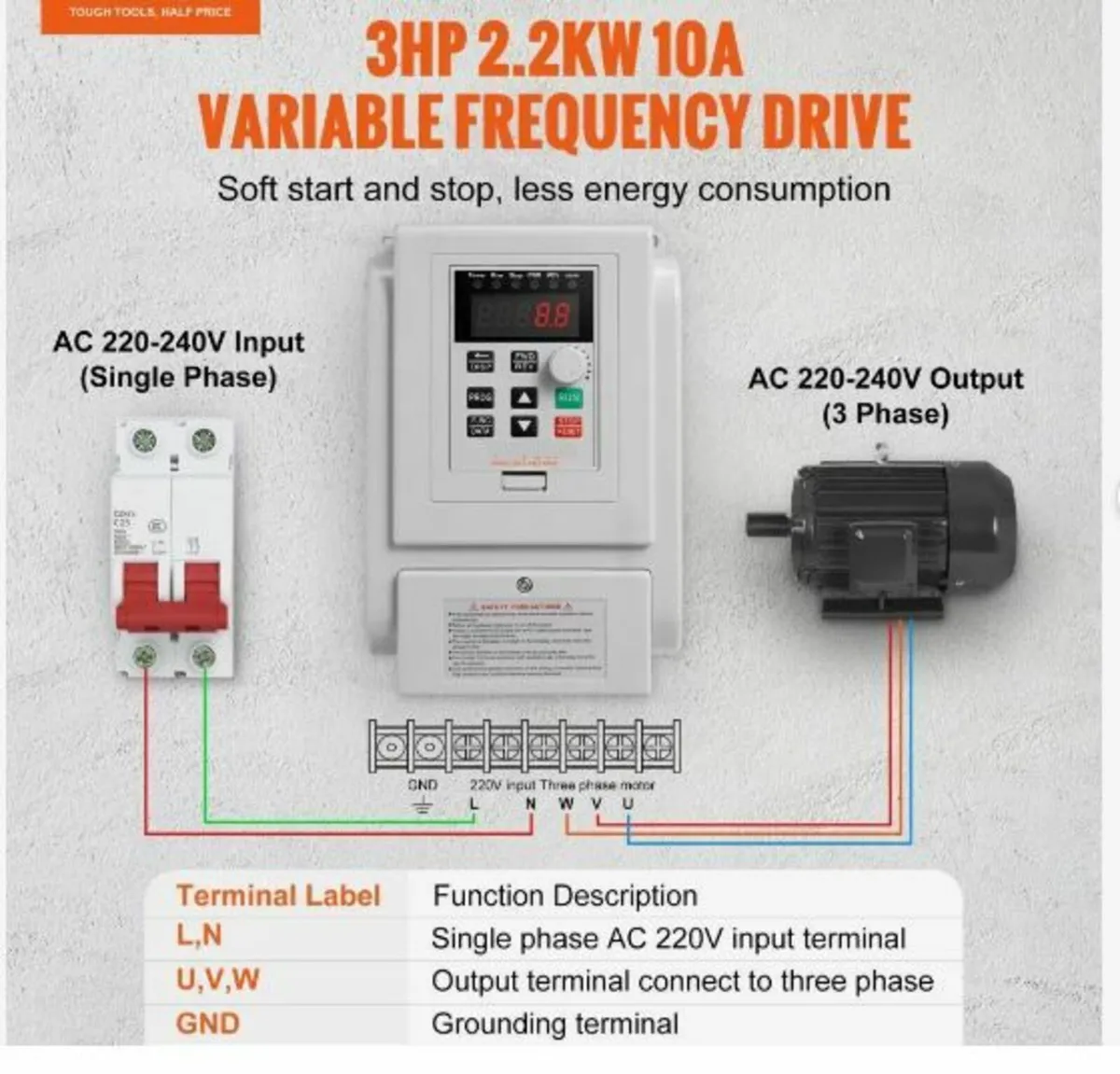 VFD 2.2KW 10A 3HP Variable Frequency - Image 2