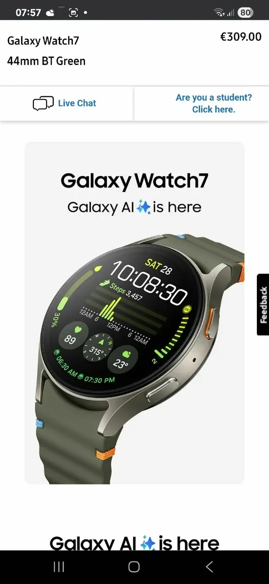 Samsung smart watch 7 green - Image 3