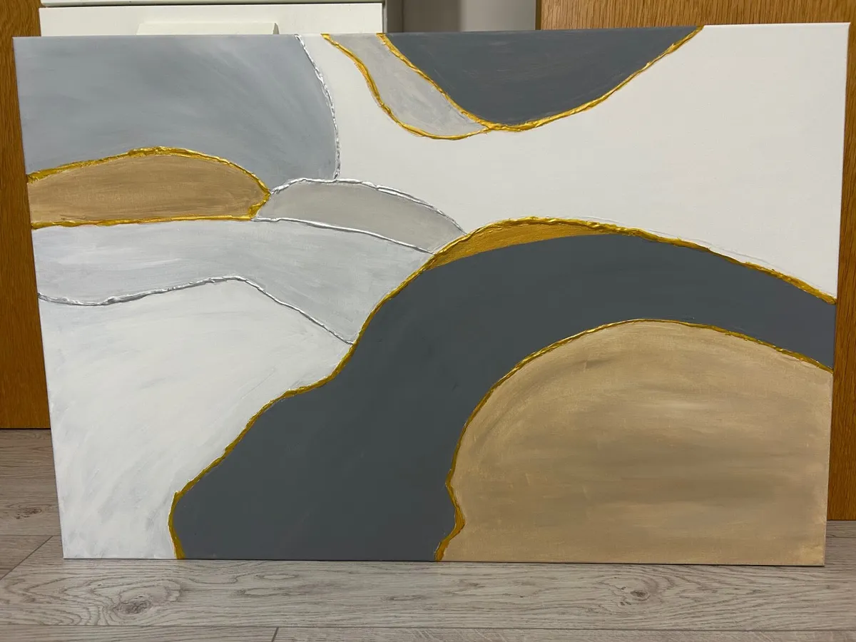 Large grey abstract painting - Image 1
