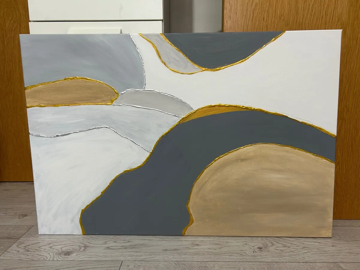 Large grey abstract painting - Image 2