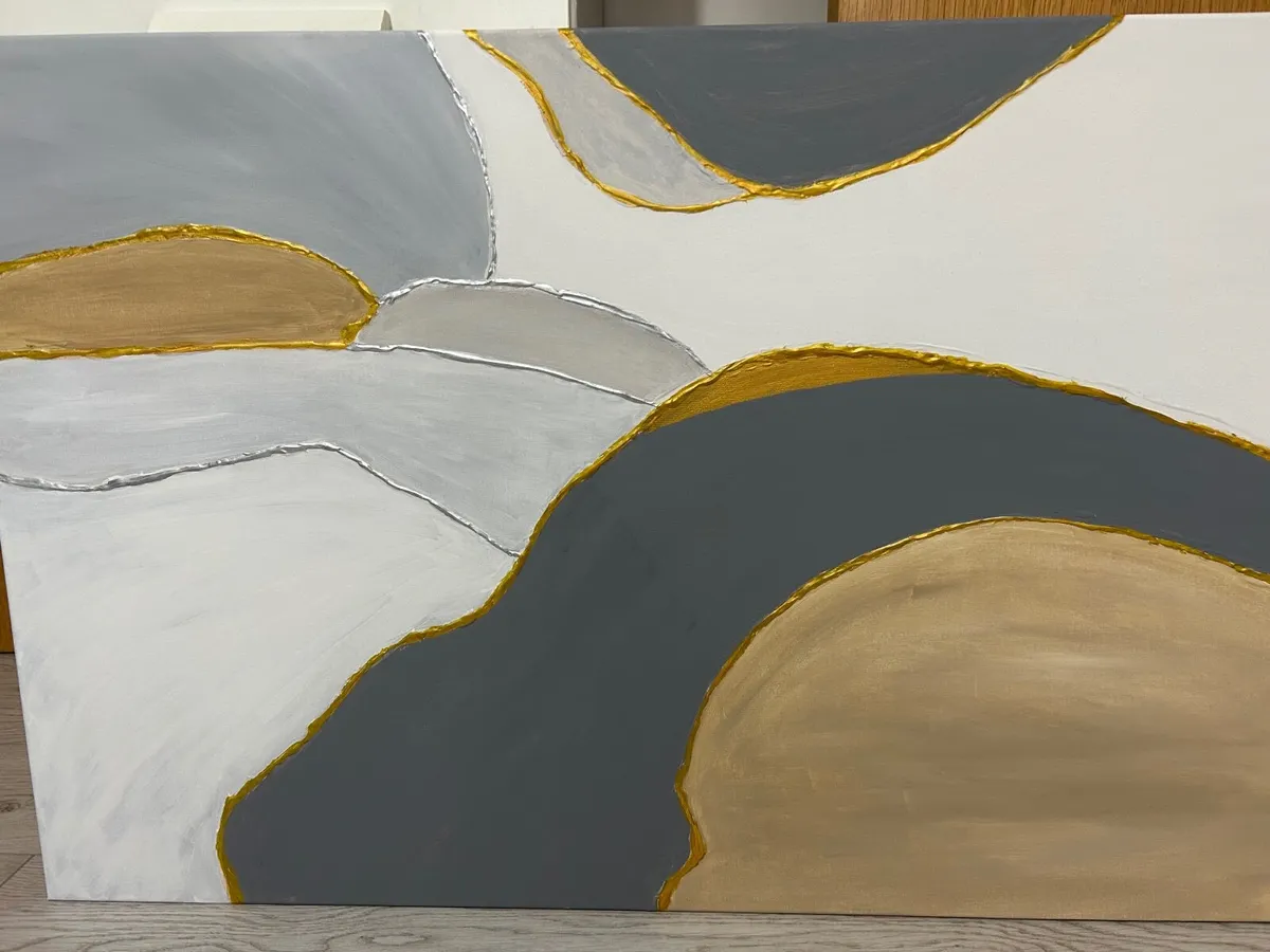 Large grey abstract painting - Image 3