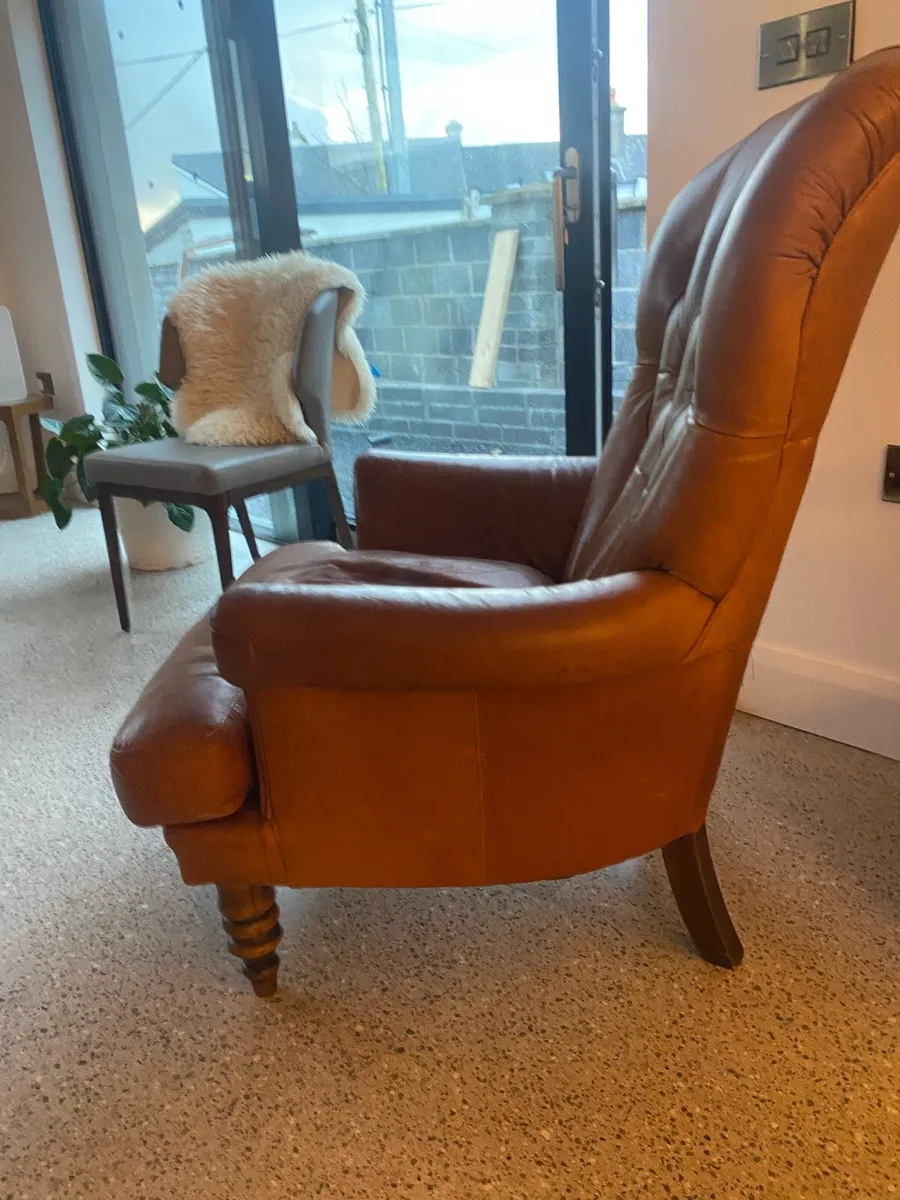 Tan leather armchair - Image 1