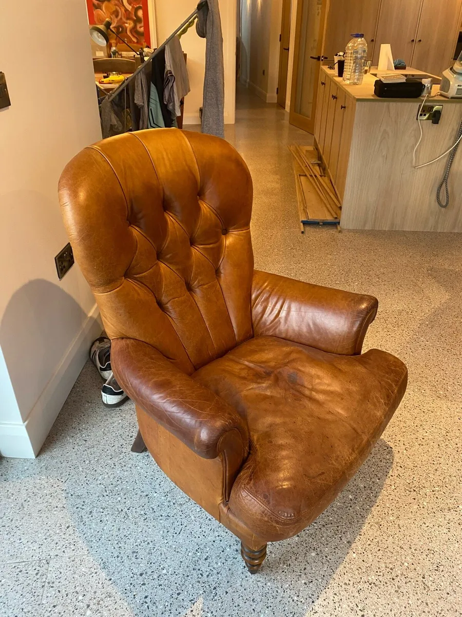 Tan leather armchair - Image 3