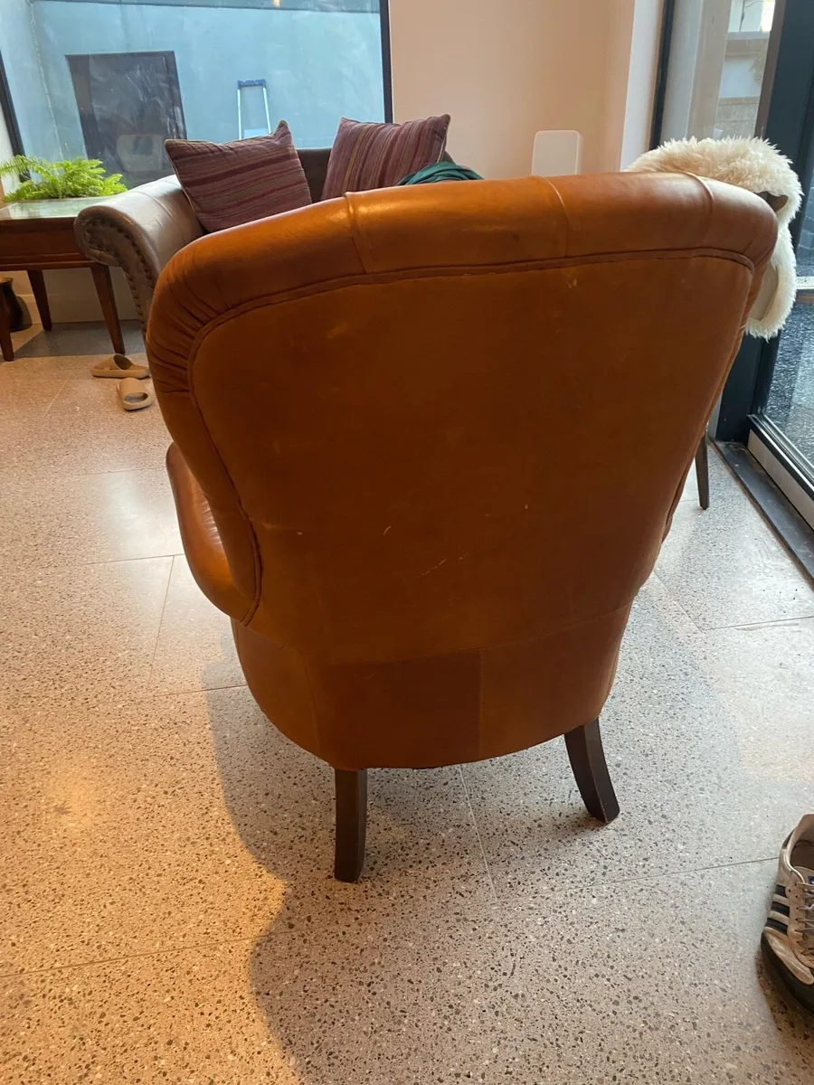Tan leather armchair - Image 4