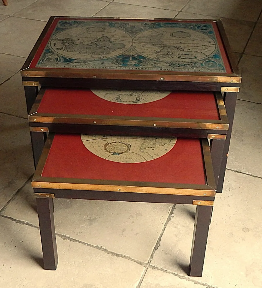 Military Campaign Style Nest of Tables in Mahogany - Image 1