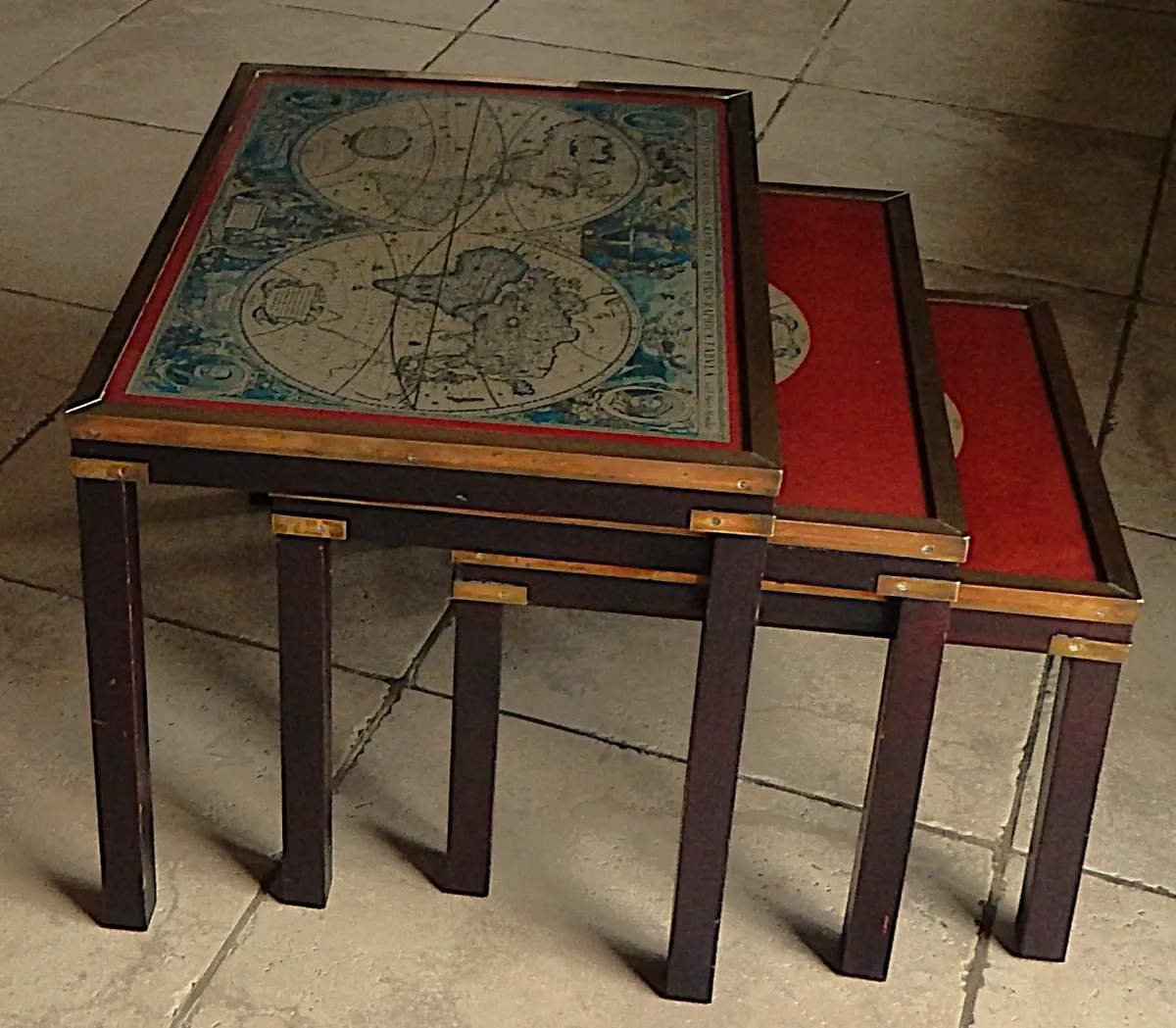 Military Campaign Style Nest of Tables in Mahogany - Image 3
