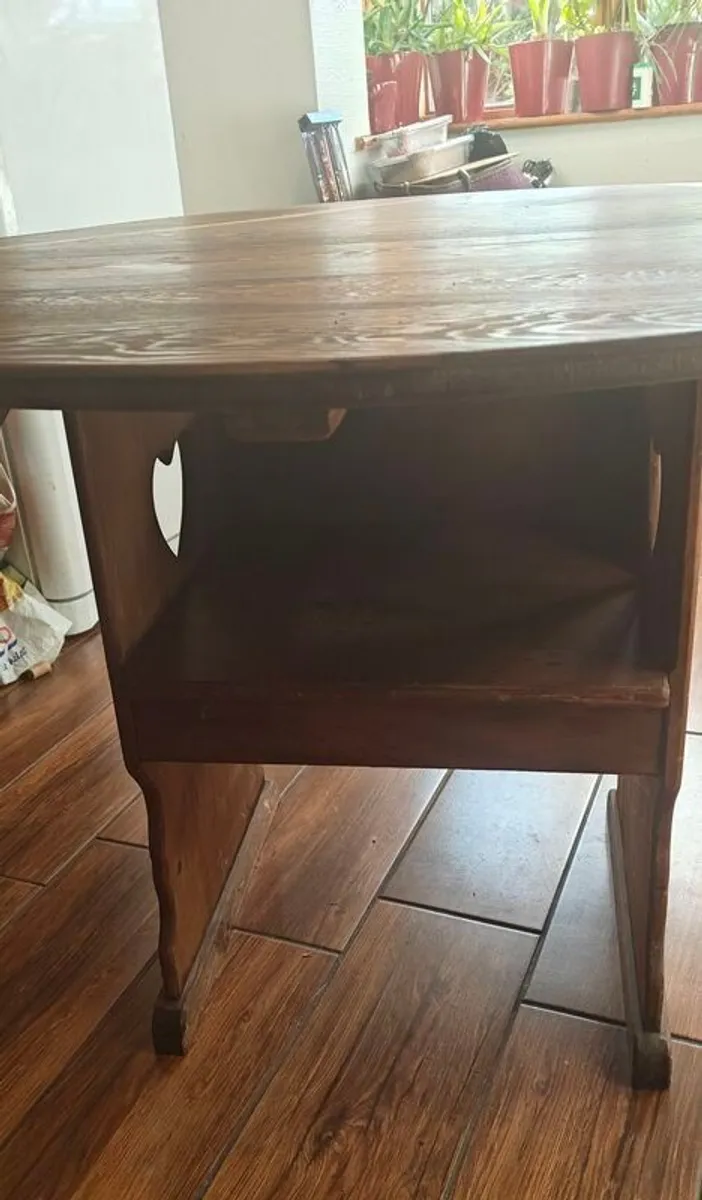 Antique metamorphic table/chair carved oak - Image 3