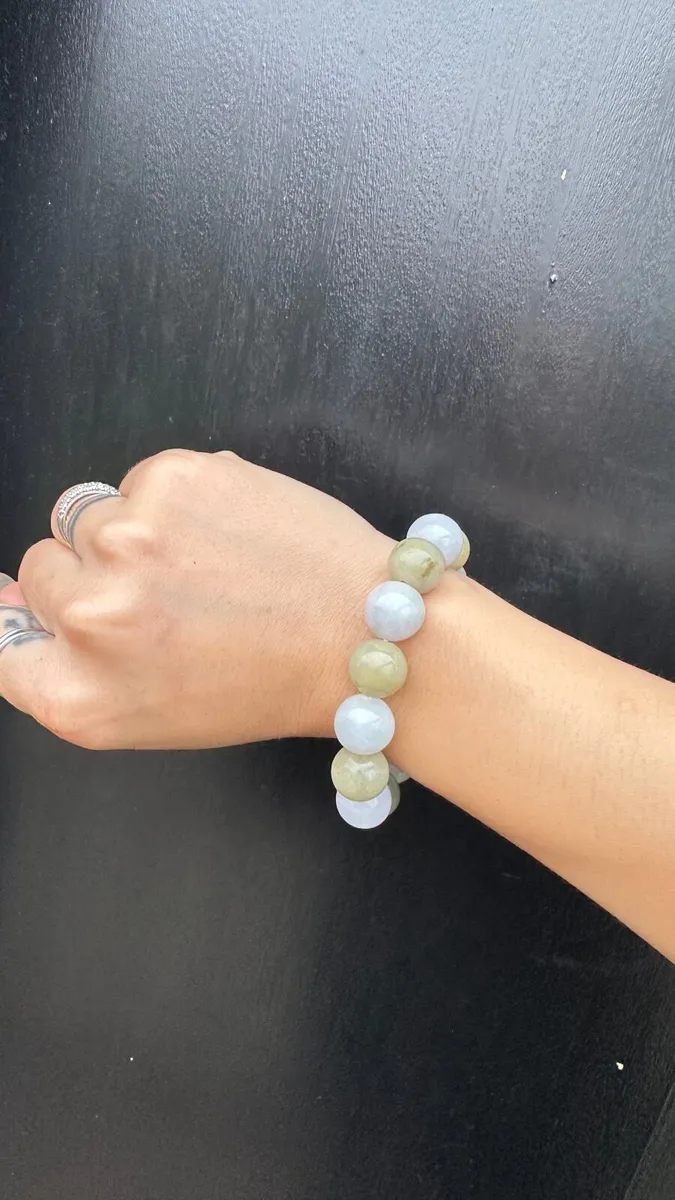 Grade A Burma Jadeite Bracelet mixed colours - Image 2